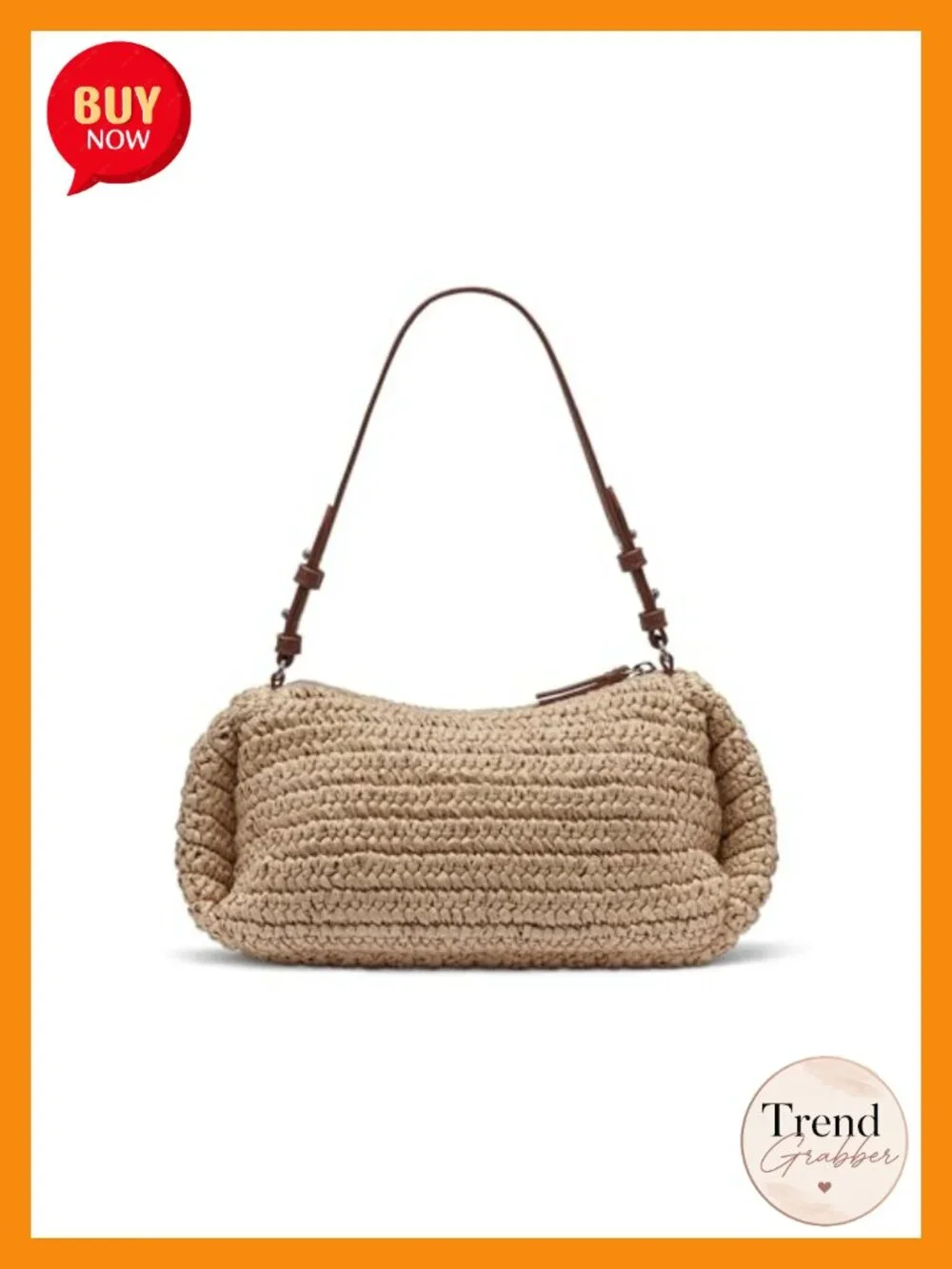 Hobo Shoulder Bag with Zipper Closure, Paper Material, 2 Compartments
